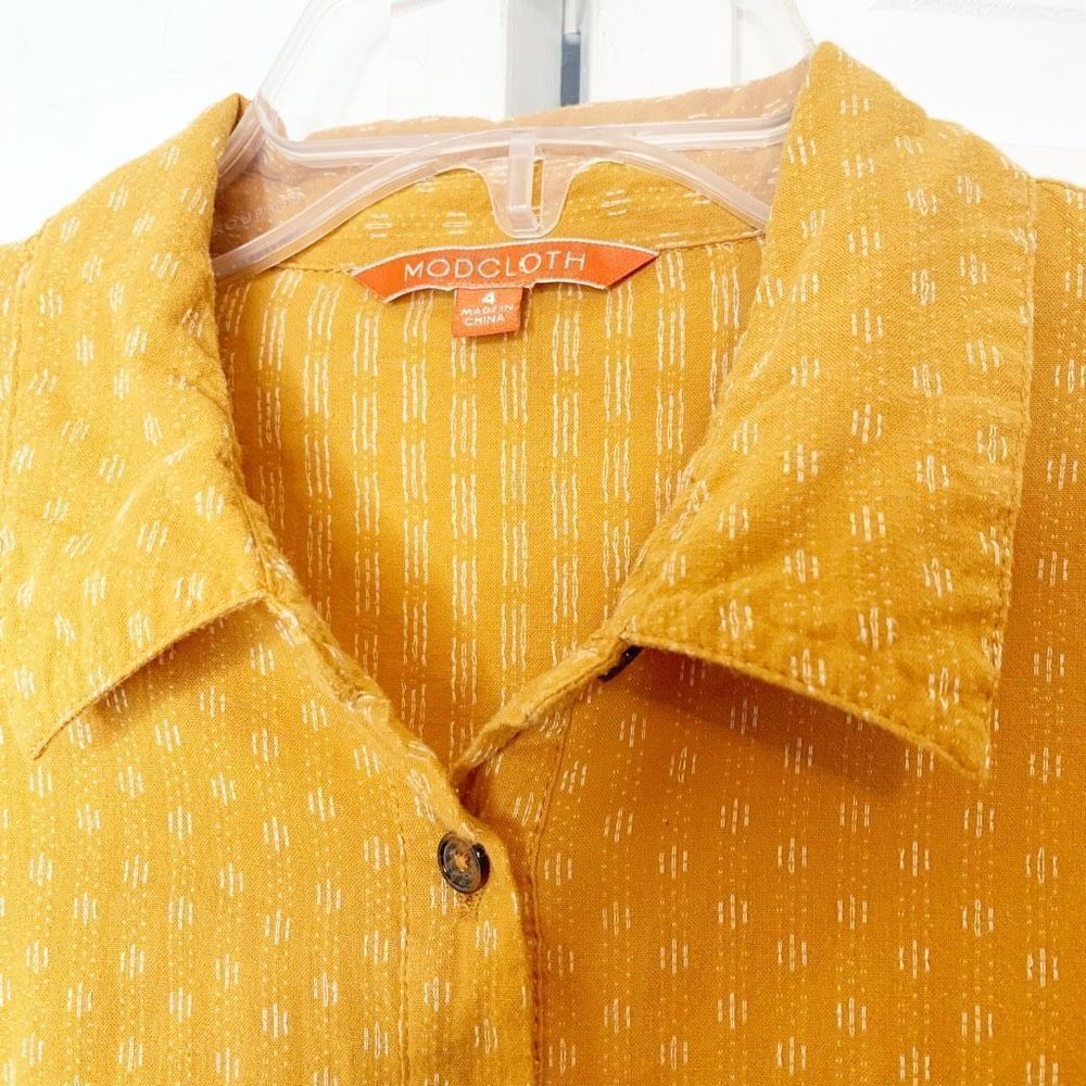 ❌SOLD❌ Modcloth Broadcast Coordinator Shirt Dress Mustard Yellow Fall Style - Picture 6 of 13